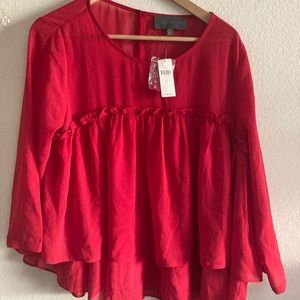 NWT Sunday in Brooklyn Red ruffled shirt (Large)